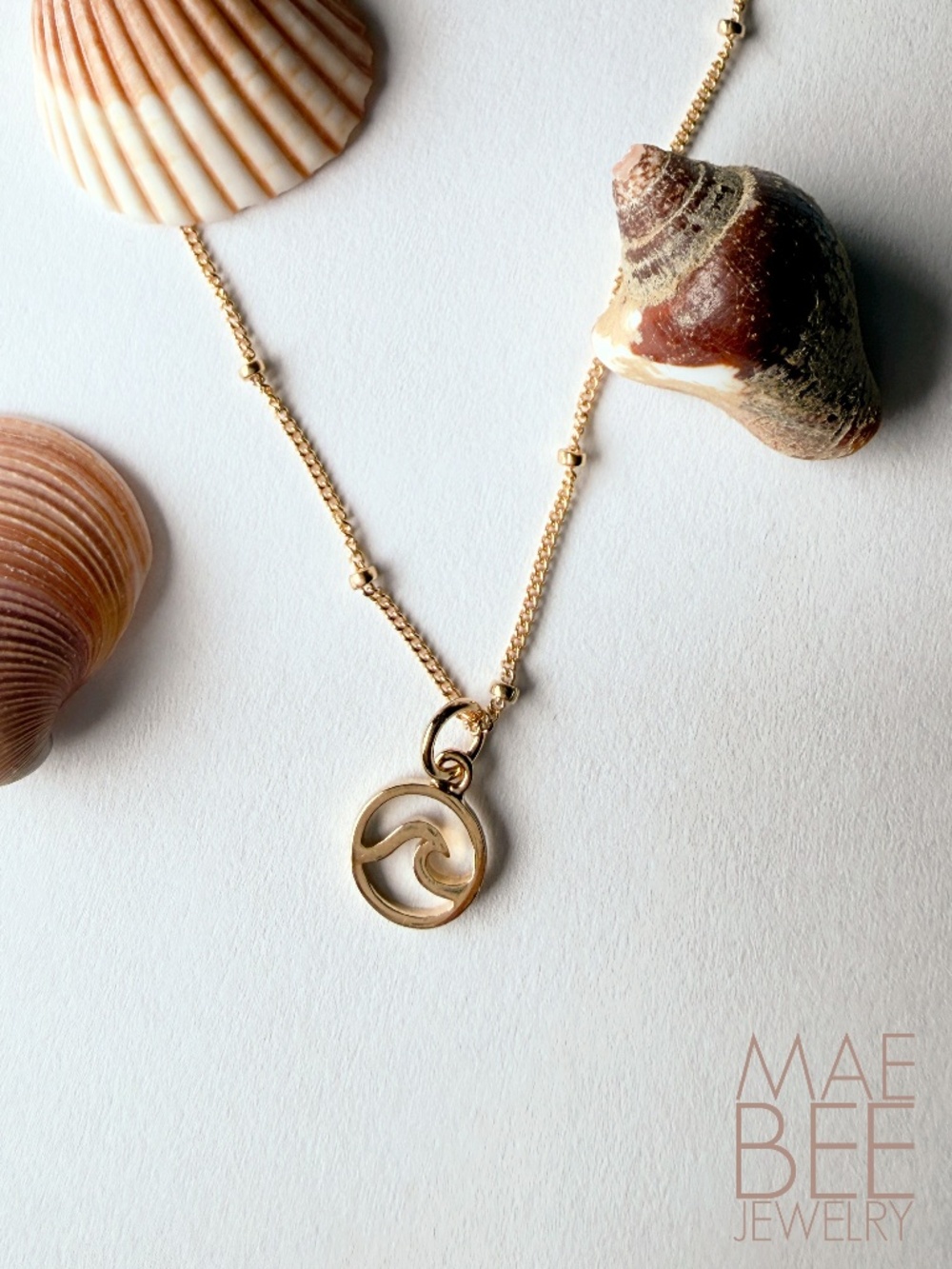 NWT Gold Bronze Wave Necklace 16" chain
